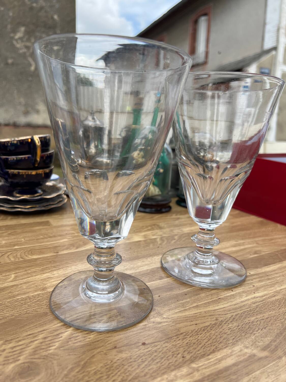 Set - 2 Large thick glass absinthe glasses