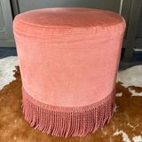 Pink velvet pouf