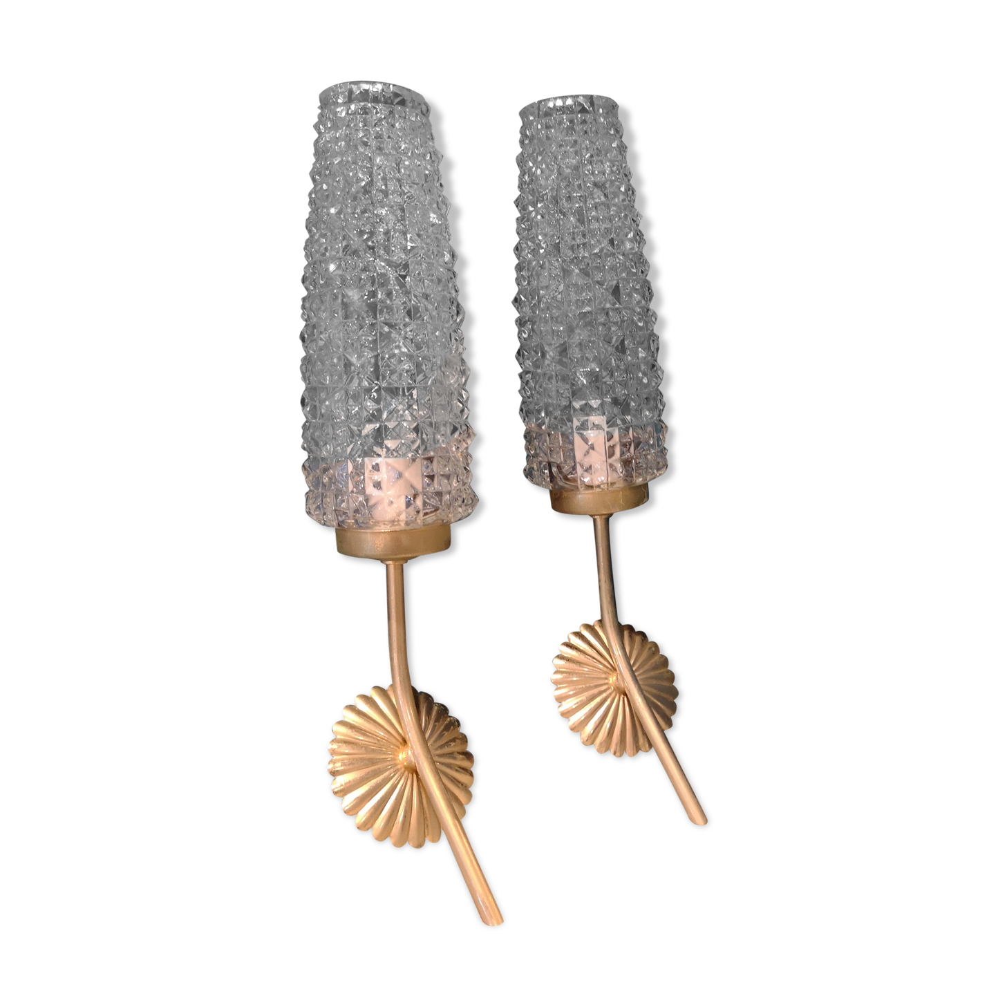 Paire d'appliques vintage en métal doré