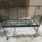 Pair of iron garden chairs forge