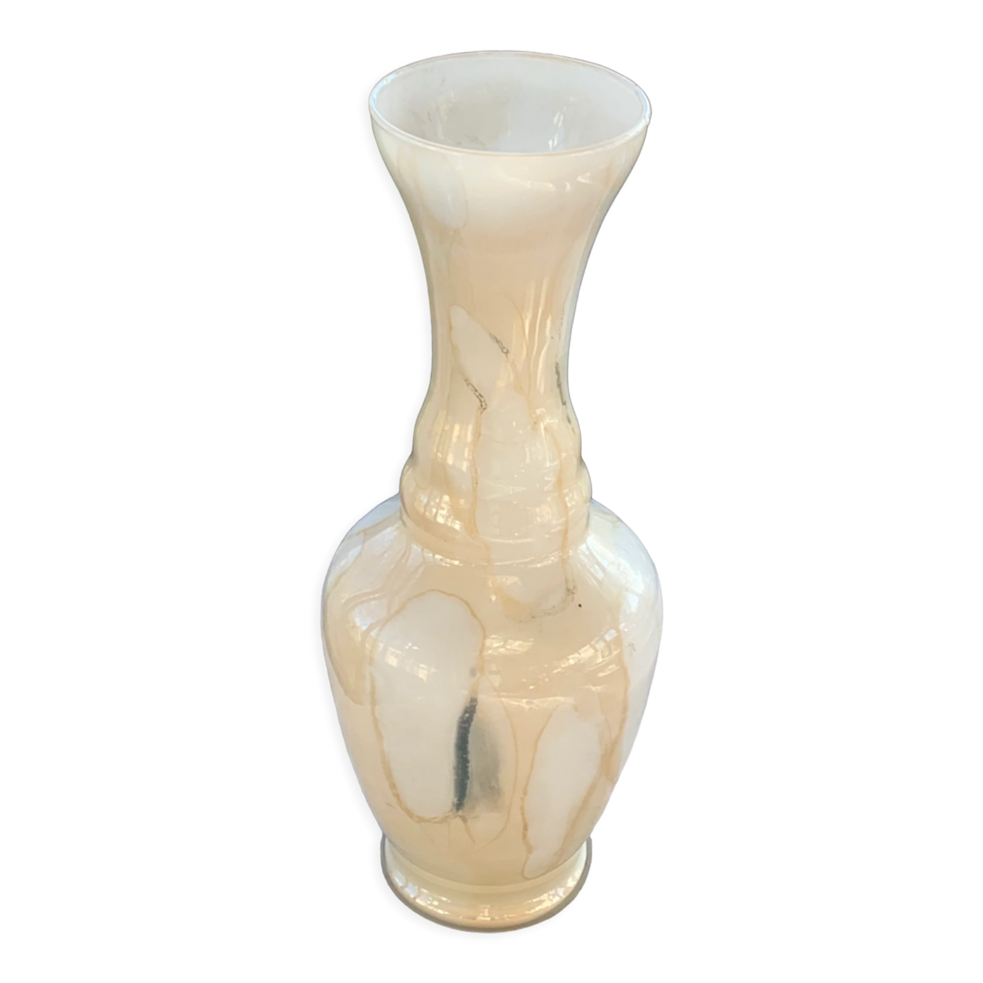 Beige opaline vase vintage marble effect