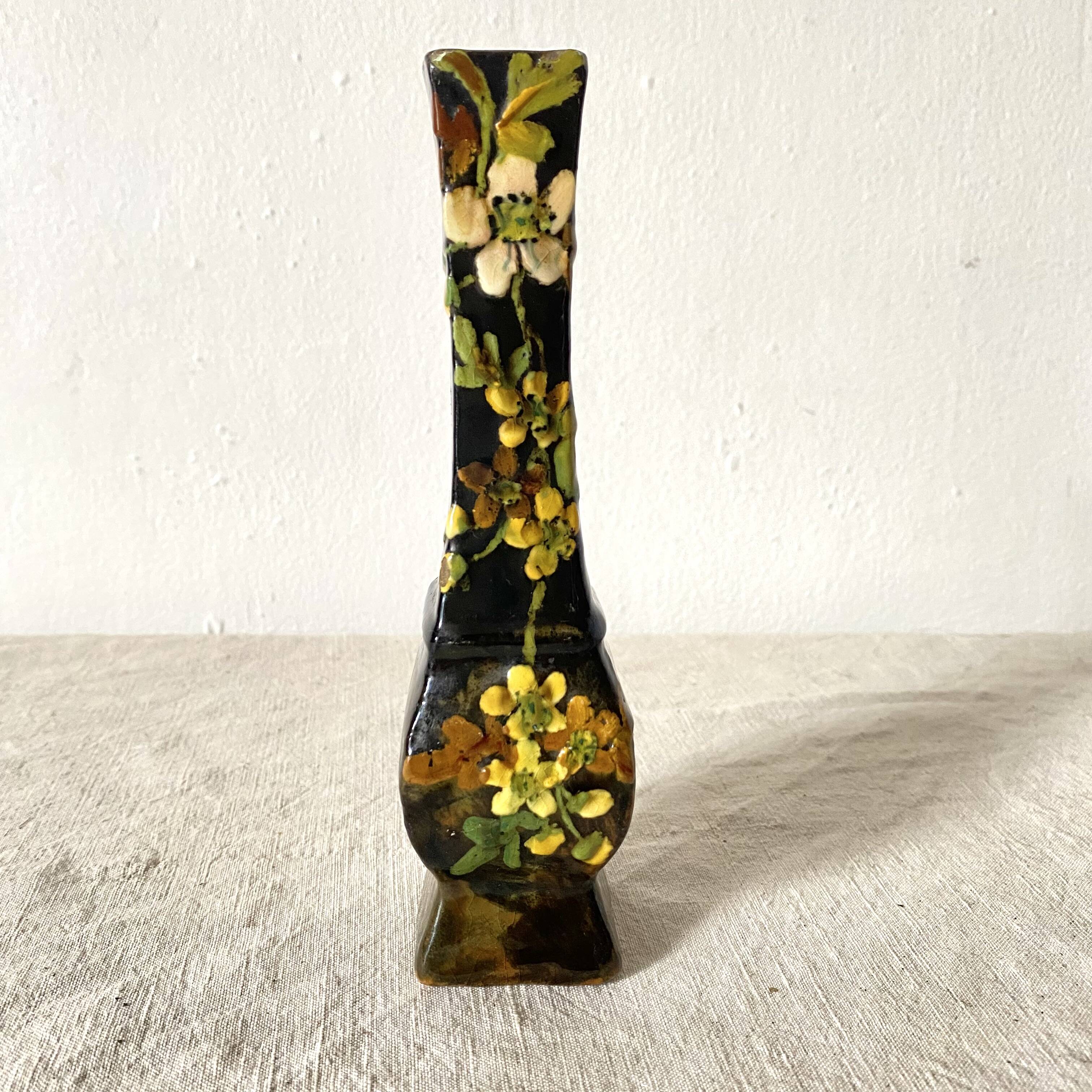 Antique single-flower vase with floral decoration, 1900