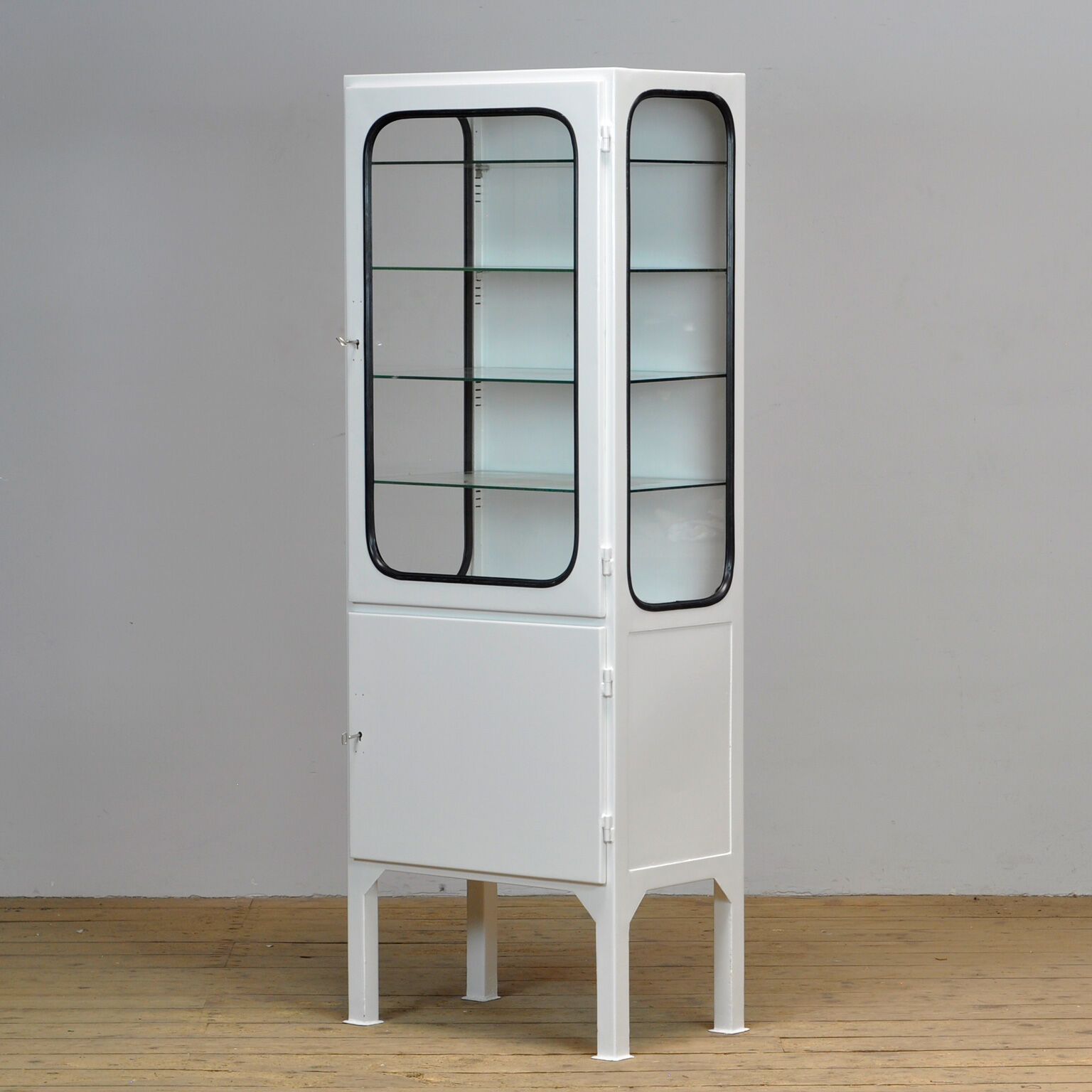 Vintage Iron And Glass Medical Cabinet, 1970s