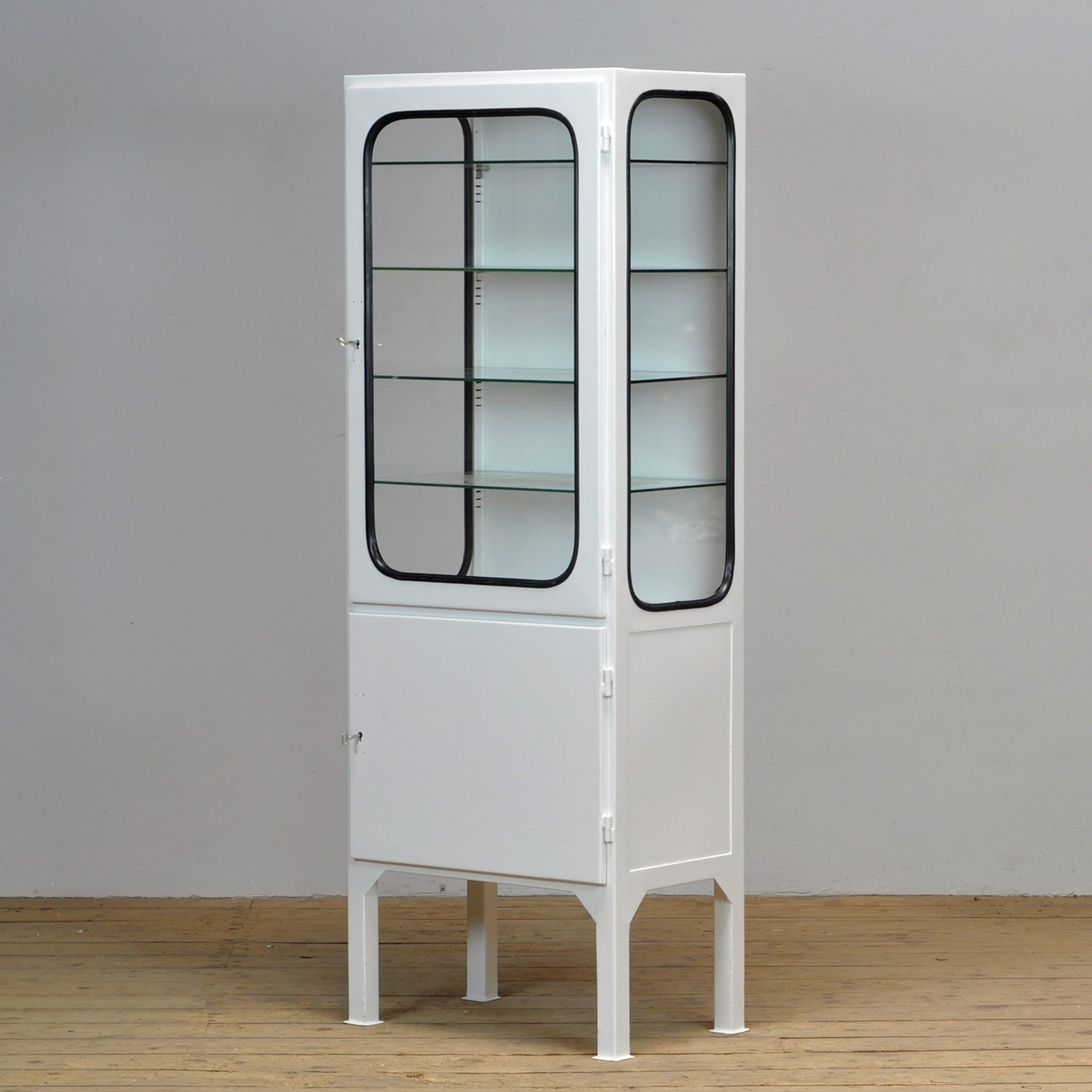 Vintage Iron And Glass Medical Cabinet, 1970s