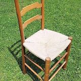 Chaise bois et paille