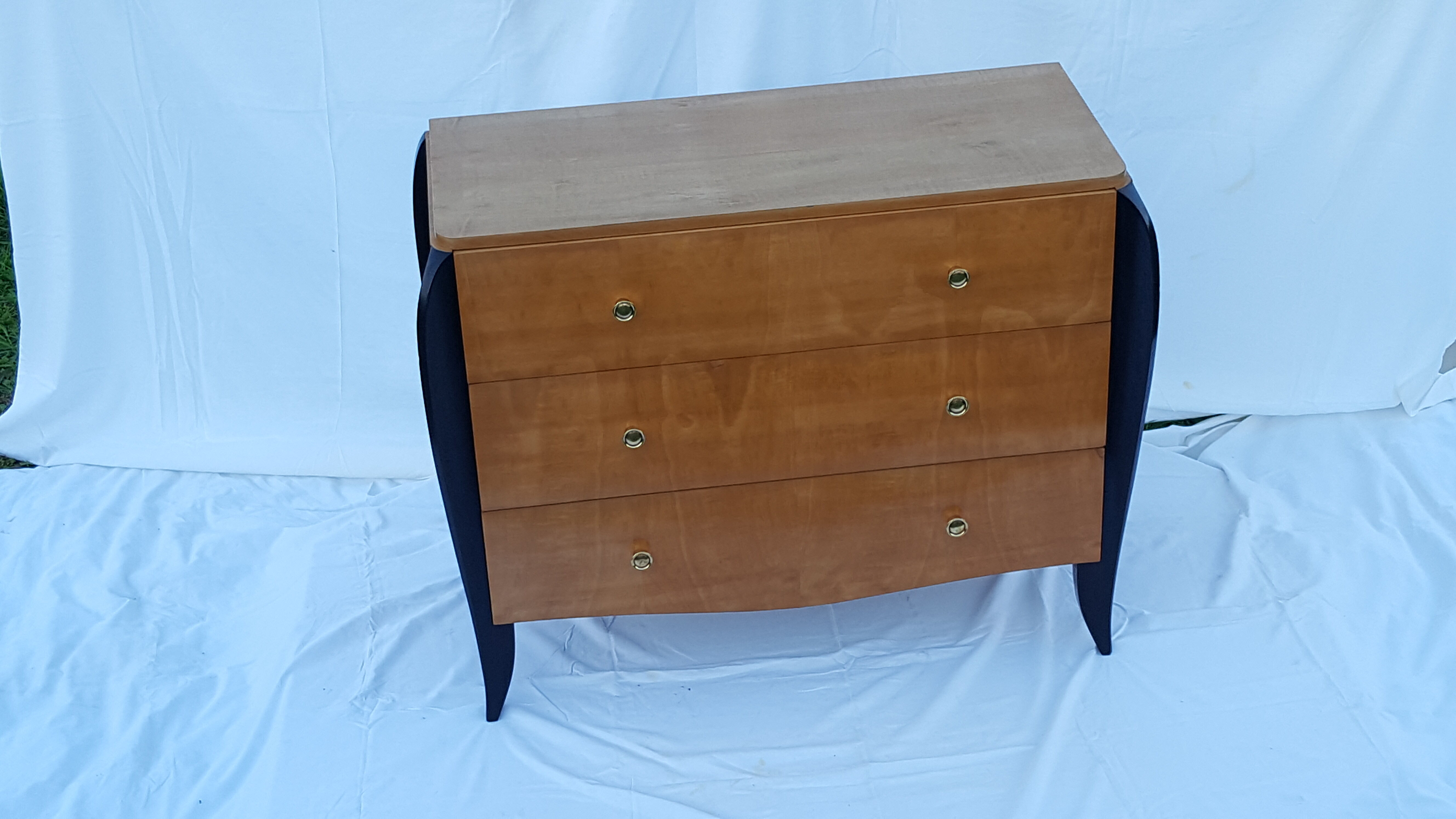 Art deco chest of drawers in sycamore stamped