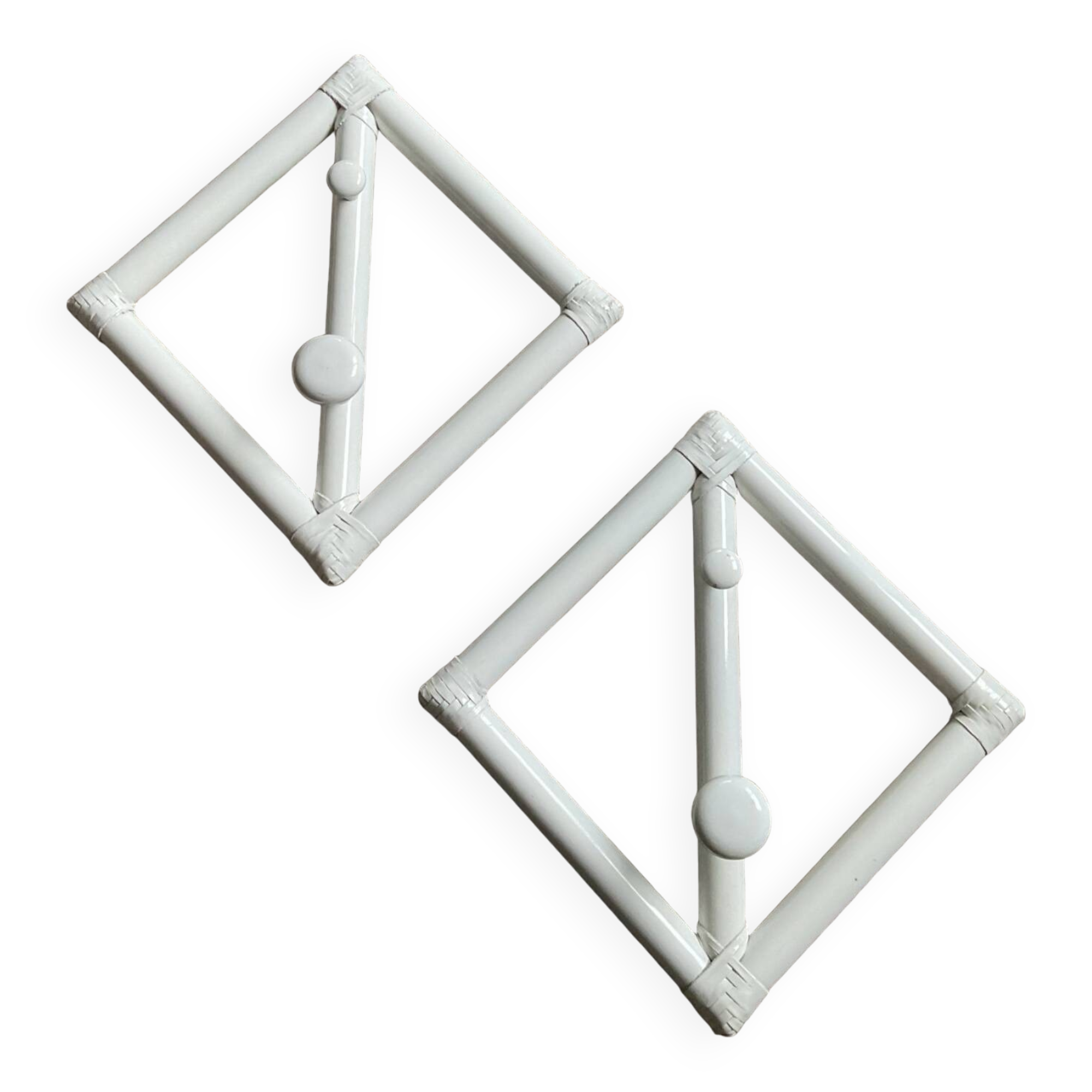 Pair of vintage rattan coat racks