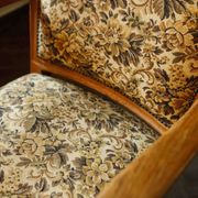 Vintage Salon Armchair with Floral Tapestry Upholstery and Scroll Armrests