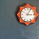 Vintage formica clock silent octagonal wall pendulum "Star chocolate orange"