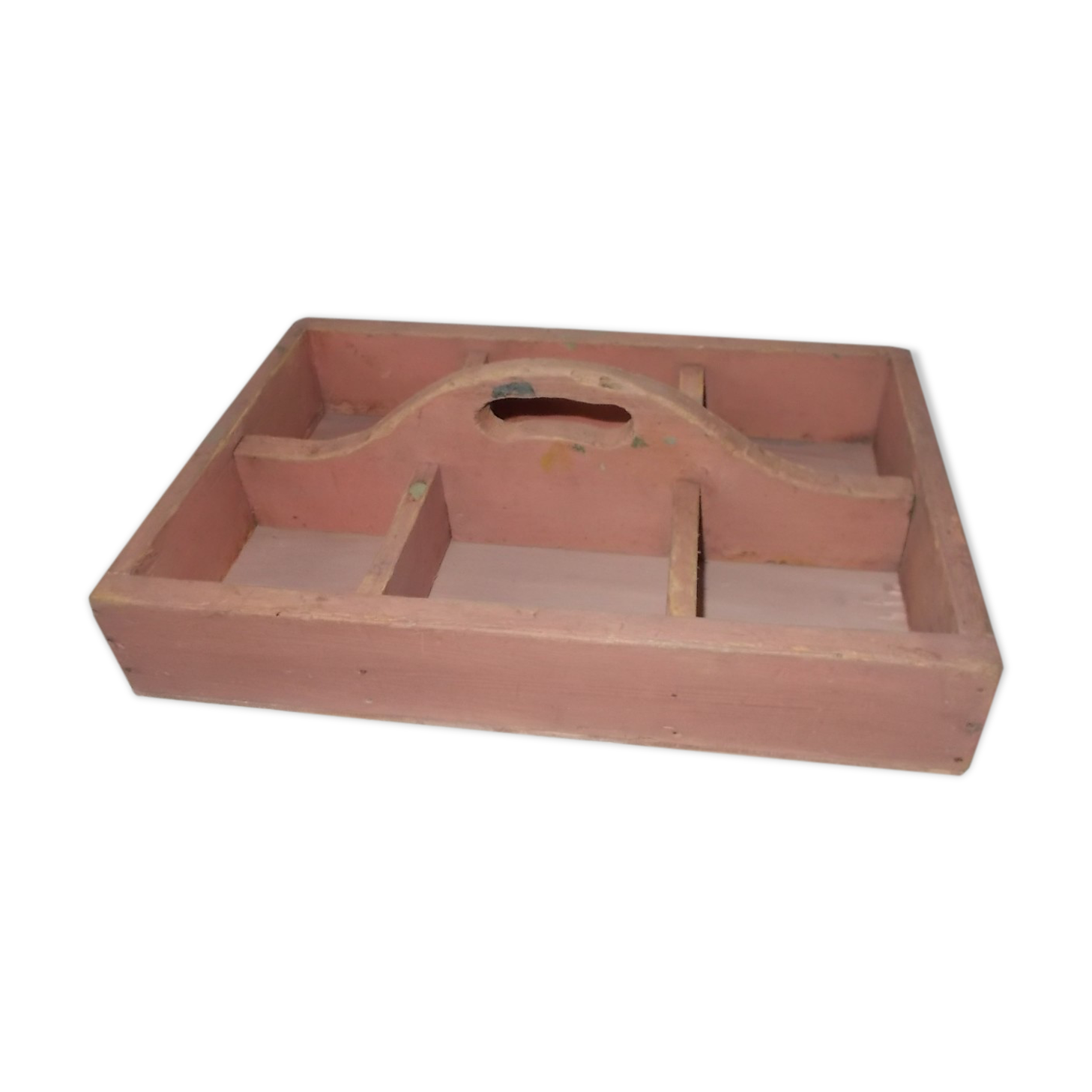 Vintage wooden toolbox or office accessories box.