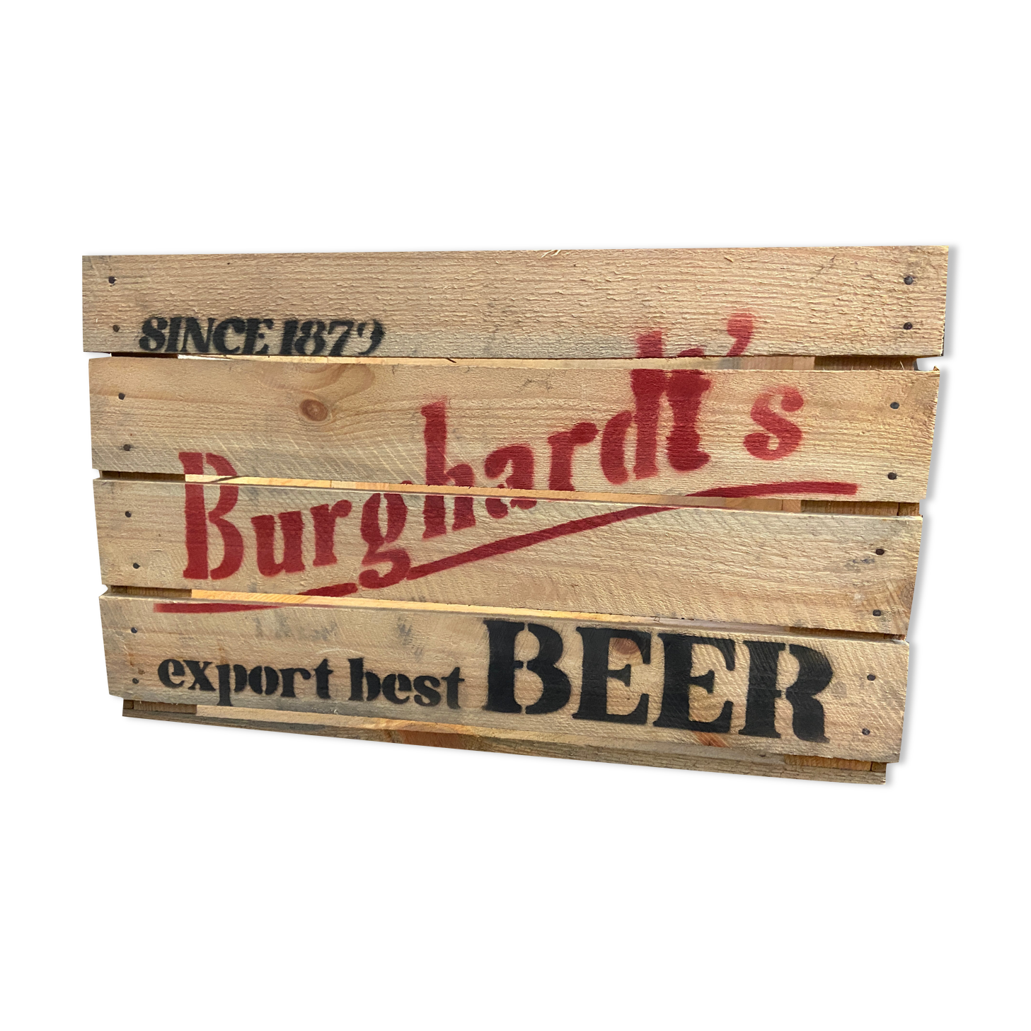 Vintage wooden case Bière Burghardt's Beer