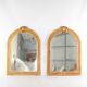 Pair of rattan and copper mirrors