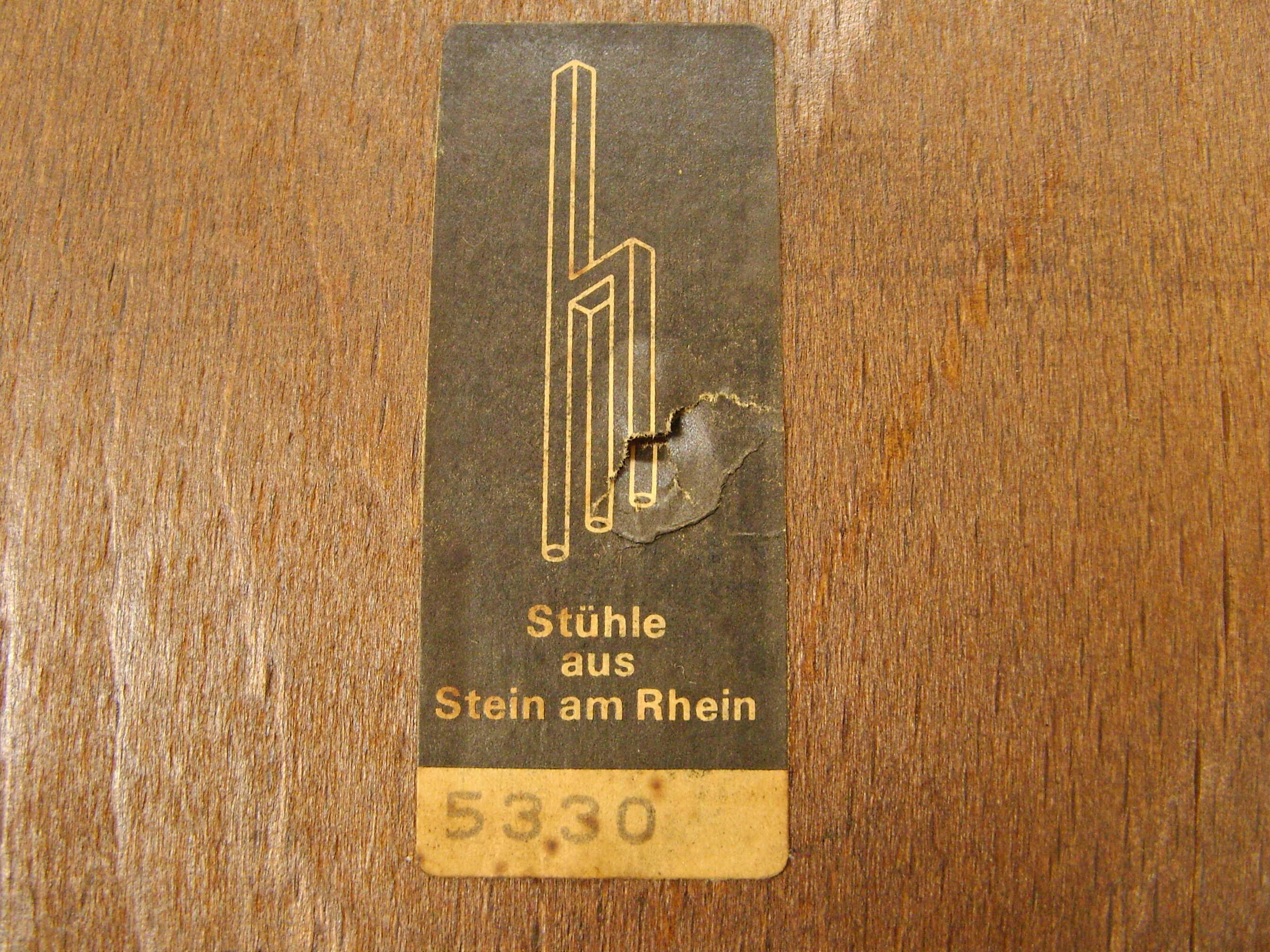 6 chairs design Bruno Rey, published by Dietiker and manufactured by the workshop "Stuhl aus Stein am Rhein