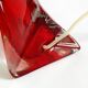 Lampe de table du milieu du siècle en verre cristal solide rouge et transparent.