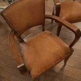 Fauteuil club bridge en cuir bazane