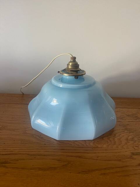 Blue opaline pendant light