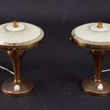 Rare pair of bedside lamps in curved glass attributed to Pietro Chiesa. Ita