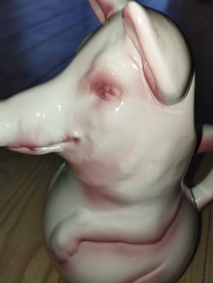 Large pig jug in earthenware – Saint-Clément France, exceptional condition