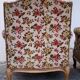 Antique Louis XV style shepherdess armchair in floral flocked fabric