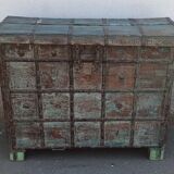 Old blue wooden chest