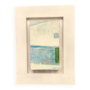Original French Oil on Panel – "Abstract Composition" by Georges Point – Signed – Dated 2005 – Framed – 30.5 × 23 cm (12" × 9.1")