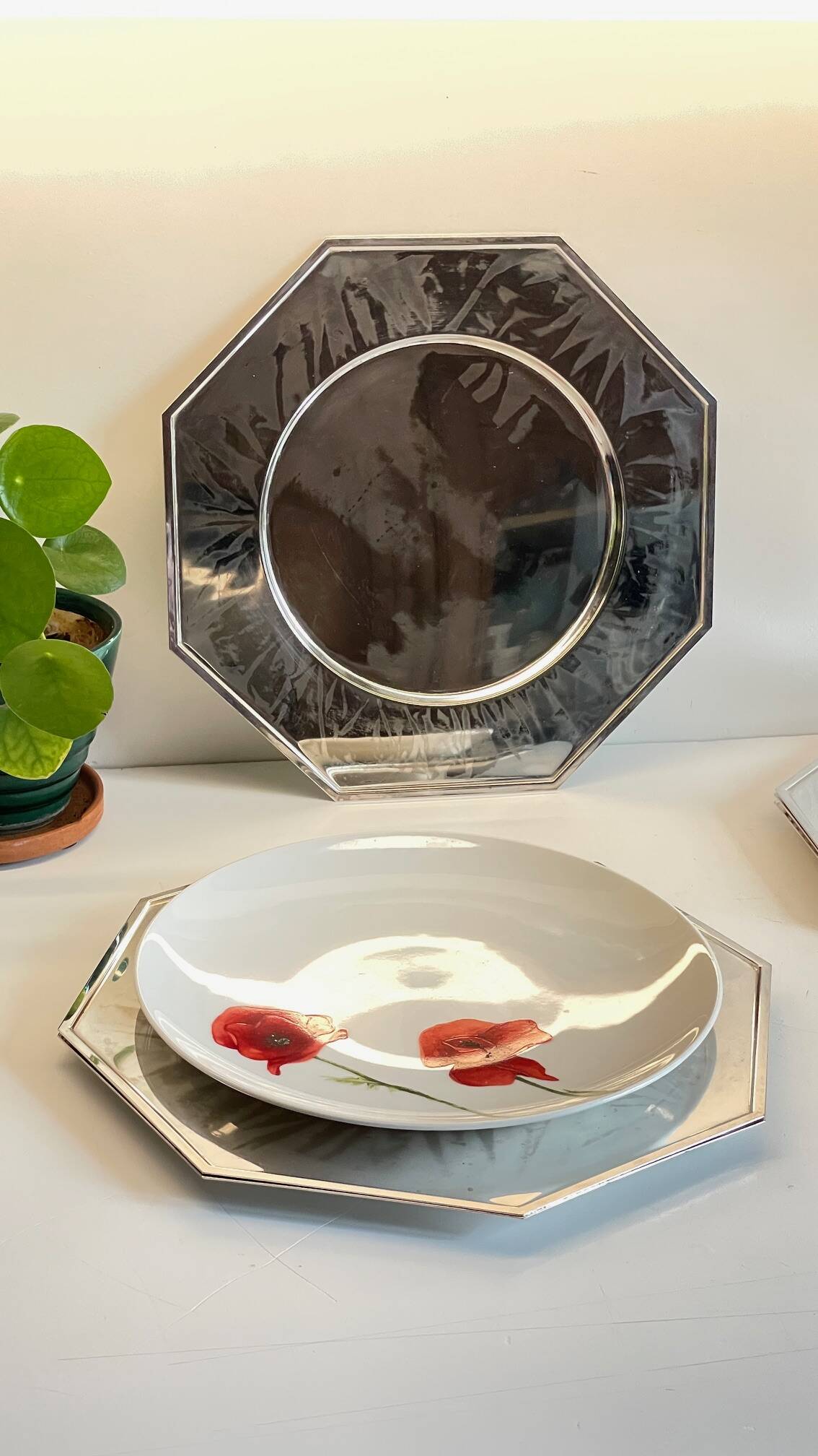 6 Vintage Silver-Plated Metal Plates and Dishes