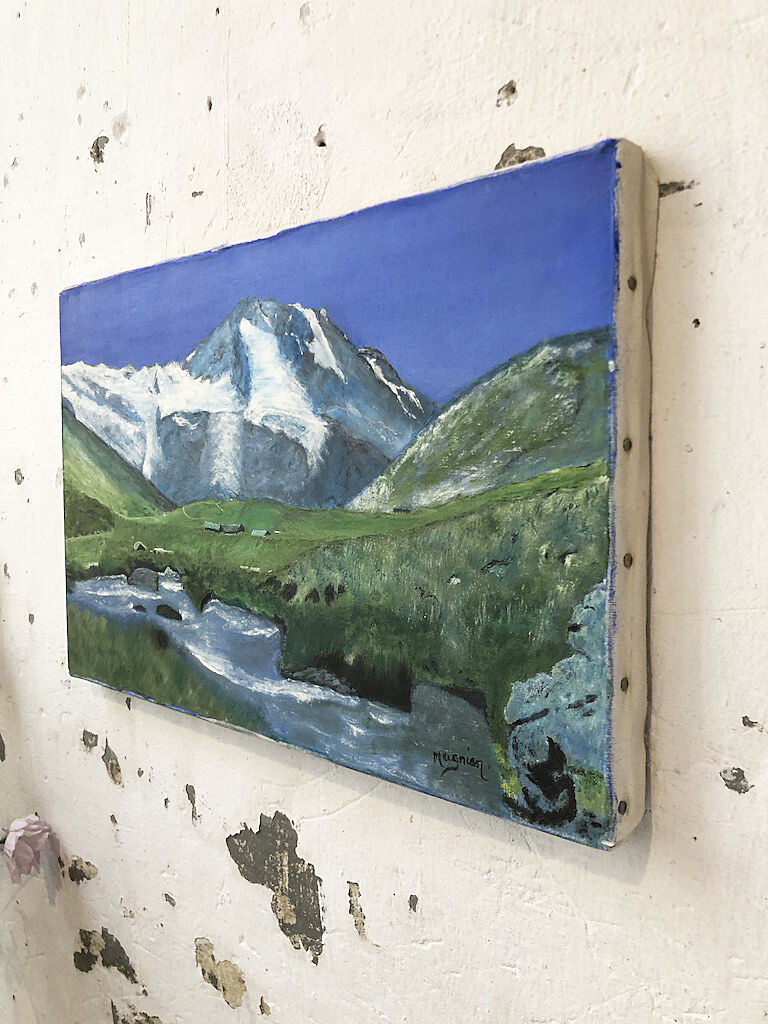 Painting mountain landscape