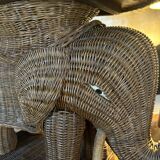 Table Elephant en rotin  dans le goût de Vivaï del Sud, Italie 1970
