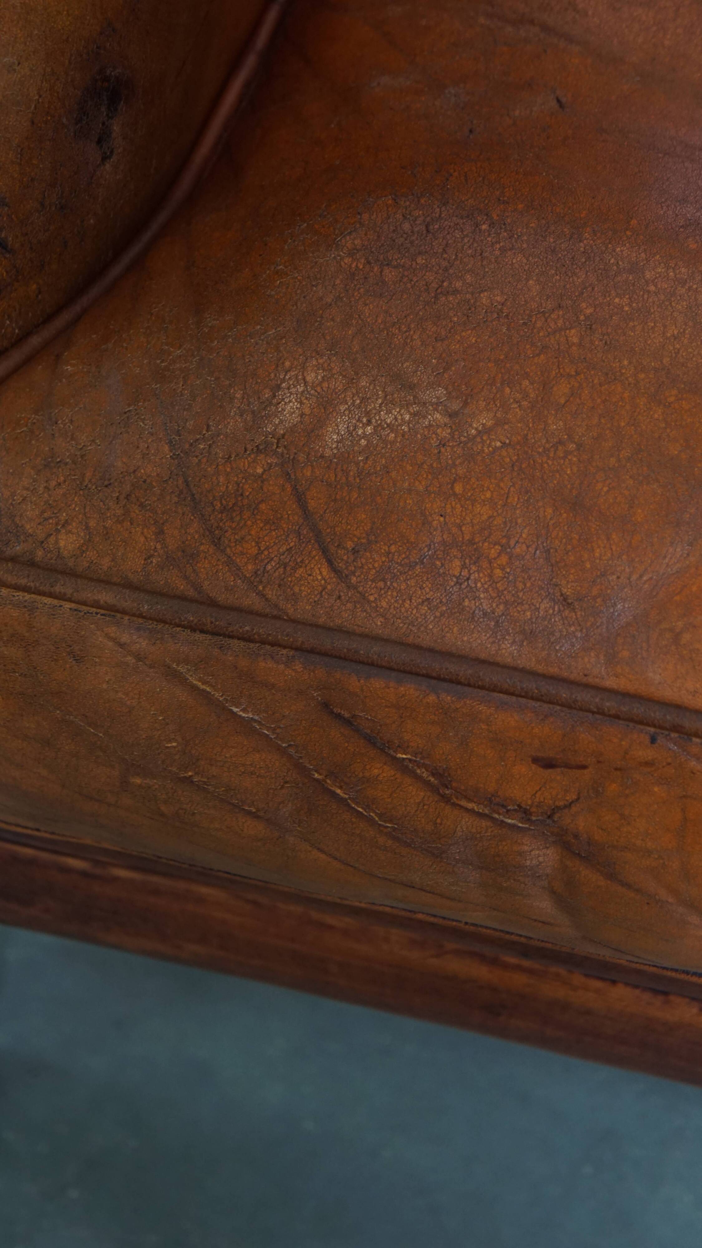 Sheepskin leather club chair