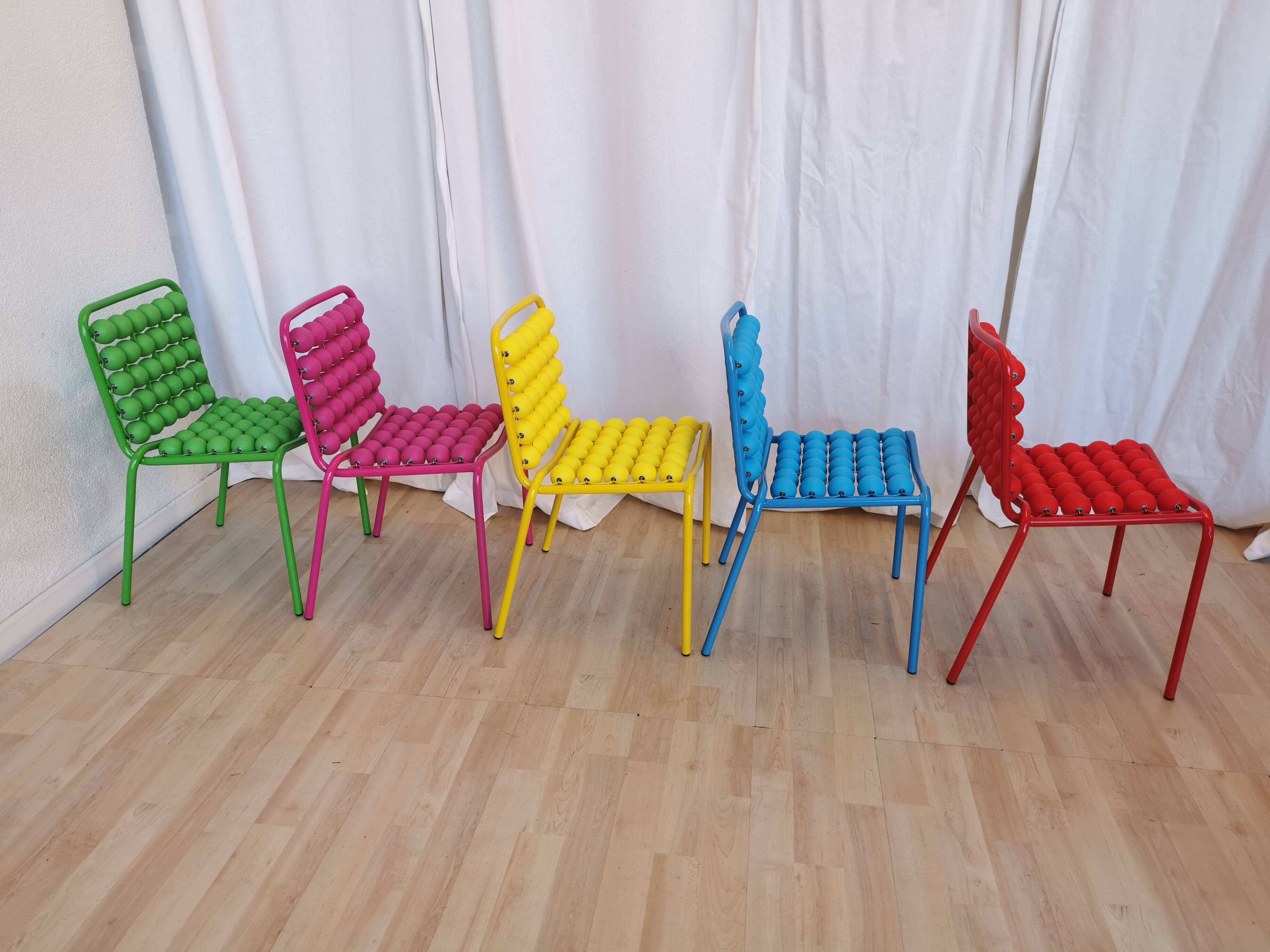 Lot de 5 chaises vintage Pop Art pour enfants : SLOG Croatie, années 1980