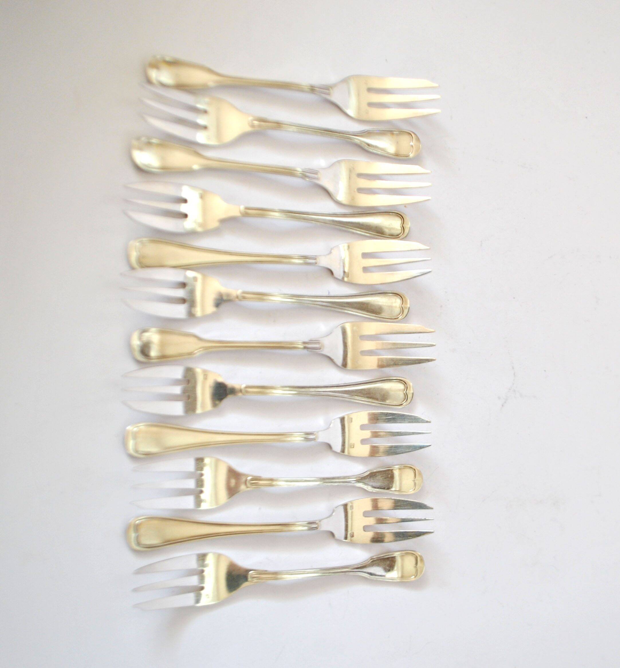 ST MEDARD set of 12 dessert forks with an antique style fillet Chinon 14.5 cm