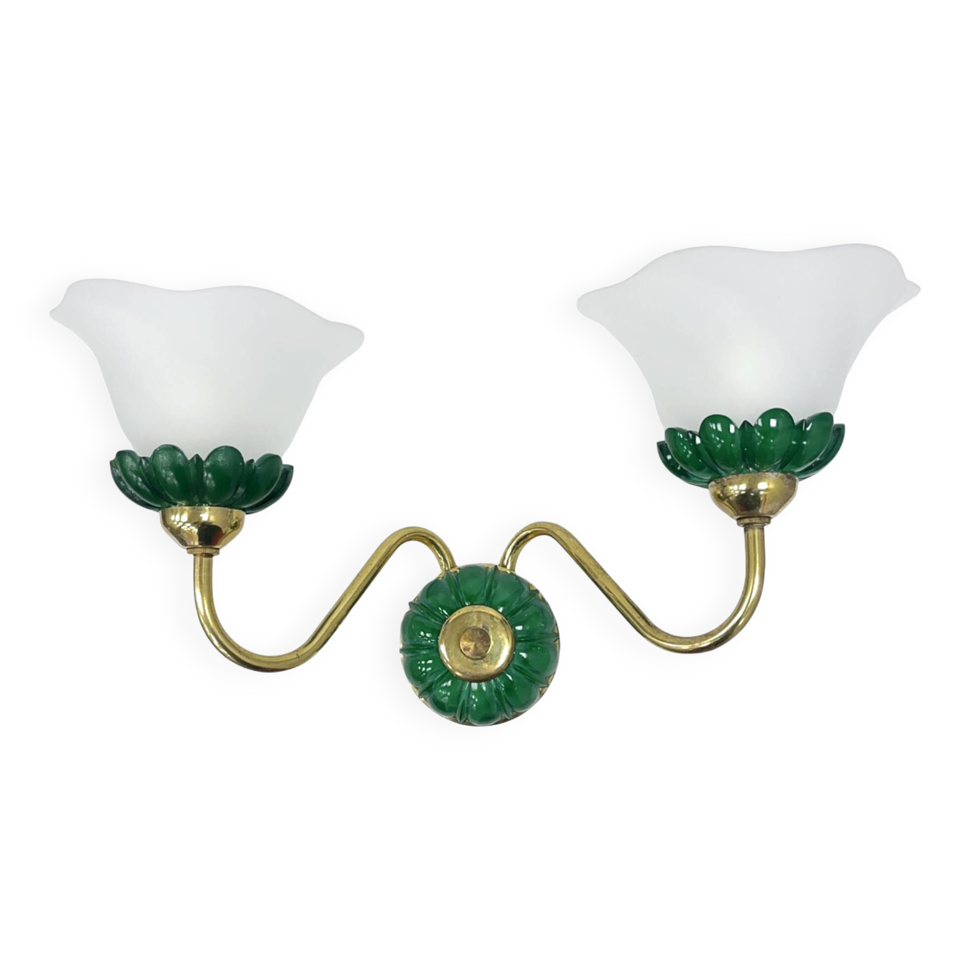 Preciosa double wall lamp | czechoslovakia 1980s | malachite glass | brass