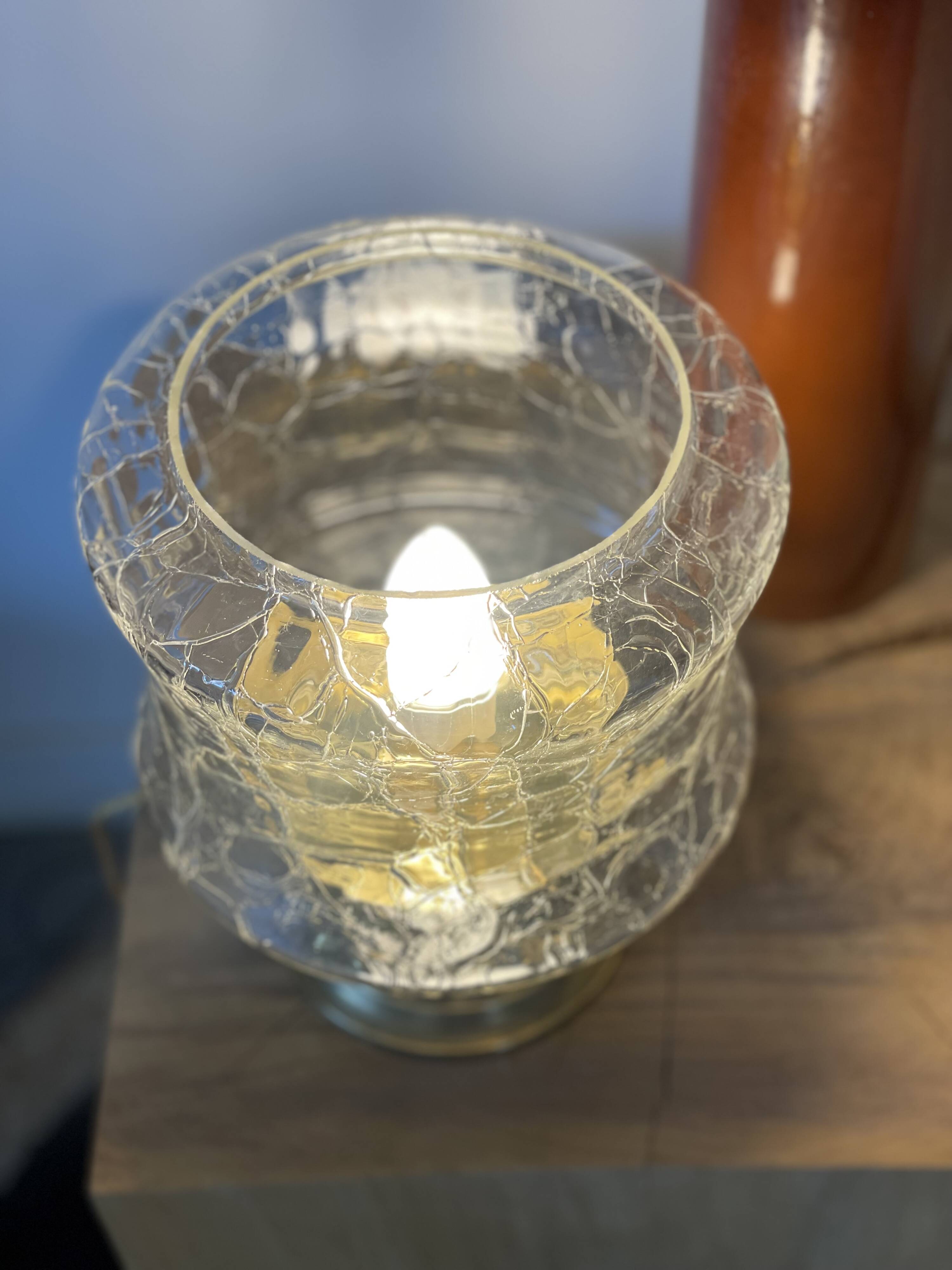 Table lamp in cracked glass and vintage gilded brass base