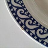 Set of 4 vintage navy blue soup plates