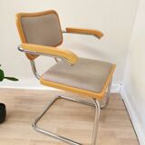 Vintage Marcel Breuer Cesca Chairs by BENE Austria 1980s / Upholstered Gray Fabric Armchair with Arm