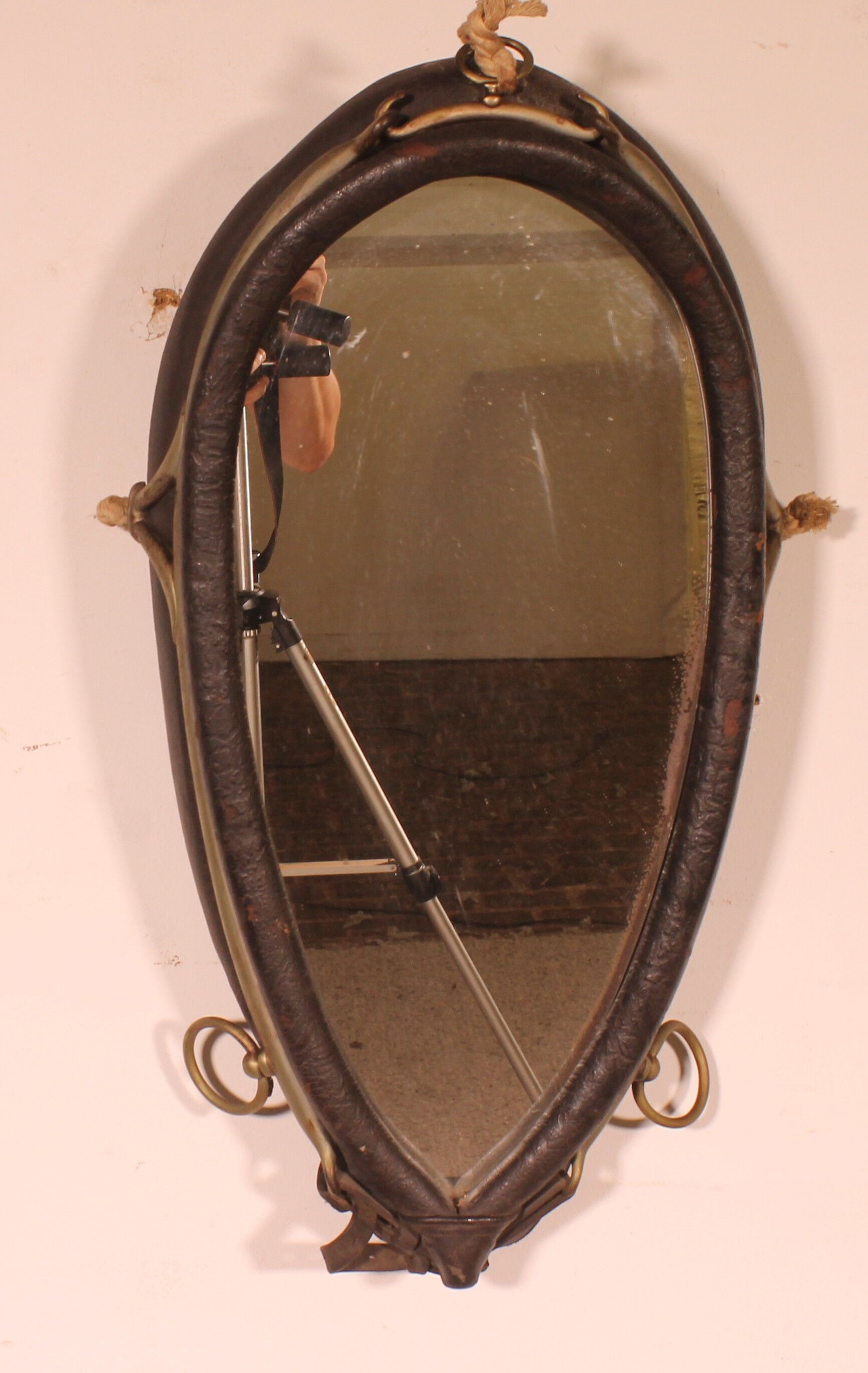 mirror made from a leather horse harness