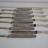 12 antique metal silver monogram table knives