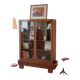 Glass library in walnut, Art Deco style, 1960s