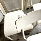 4 beige metal garden chairs