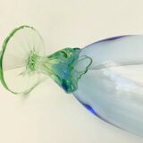 Blue green blown glass vase