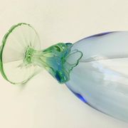 Blue green blown glass vase