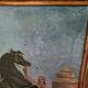 Peinture orientale d’un cheval avec une personne par Alexis de Reus 1908