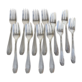 Service serving 12 small Art Deco forks made of silver metal Silver Apollo