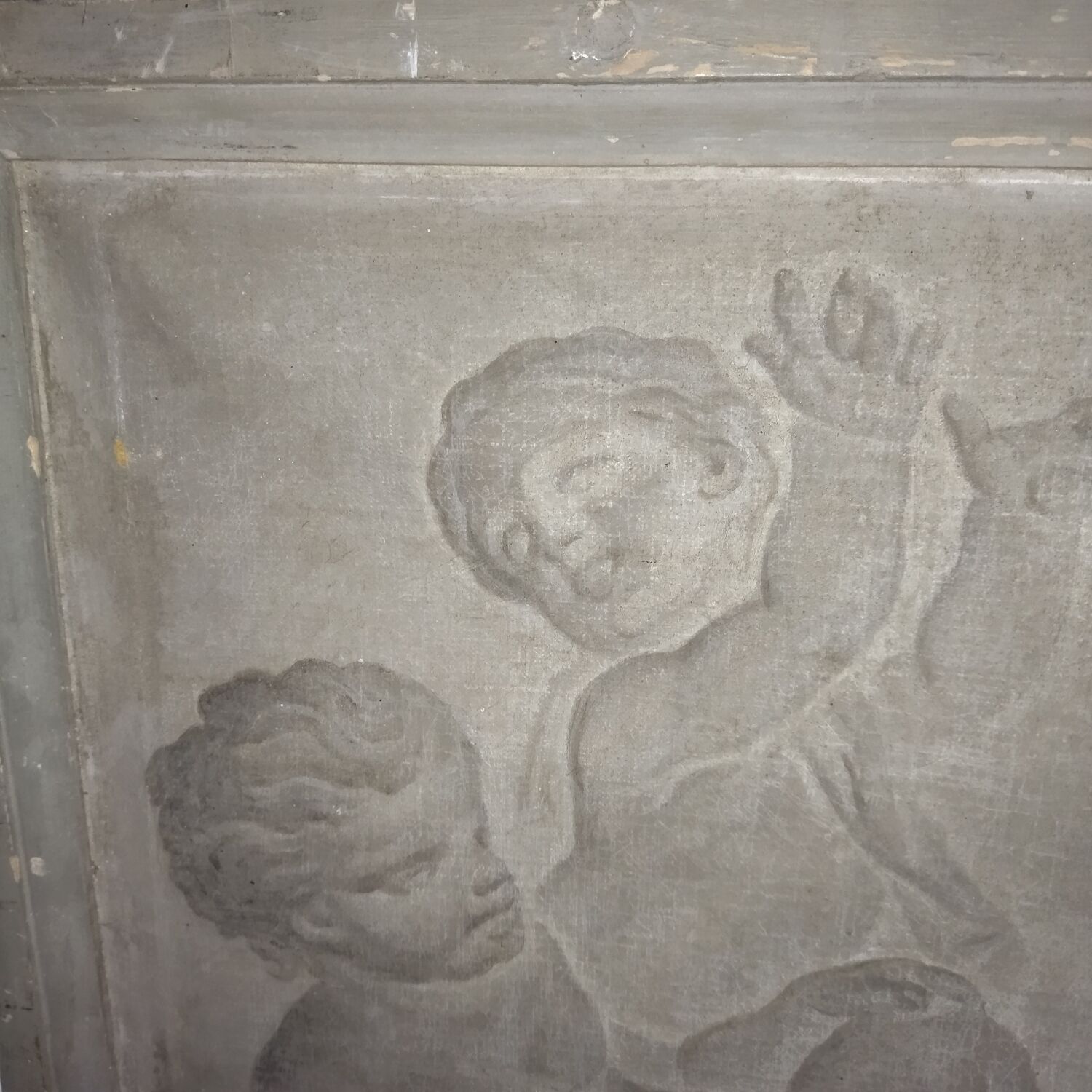 Old oil painting on canvas putti cherubs