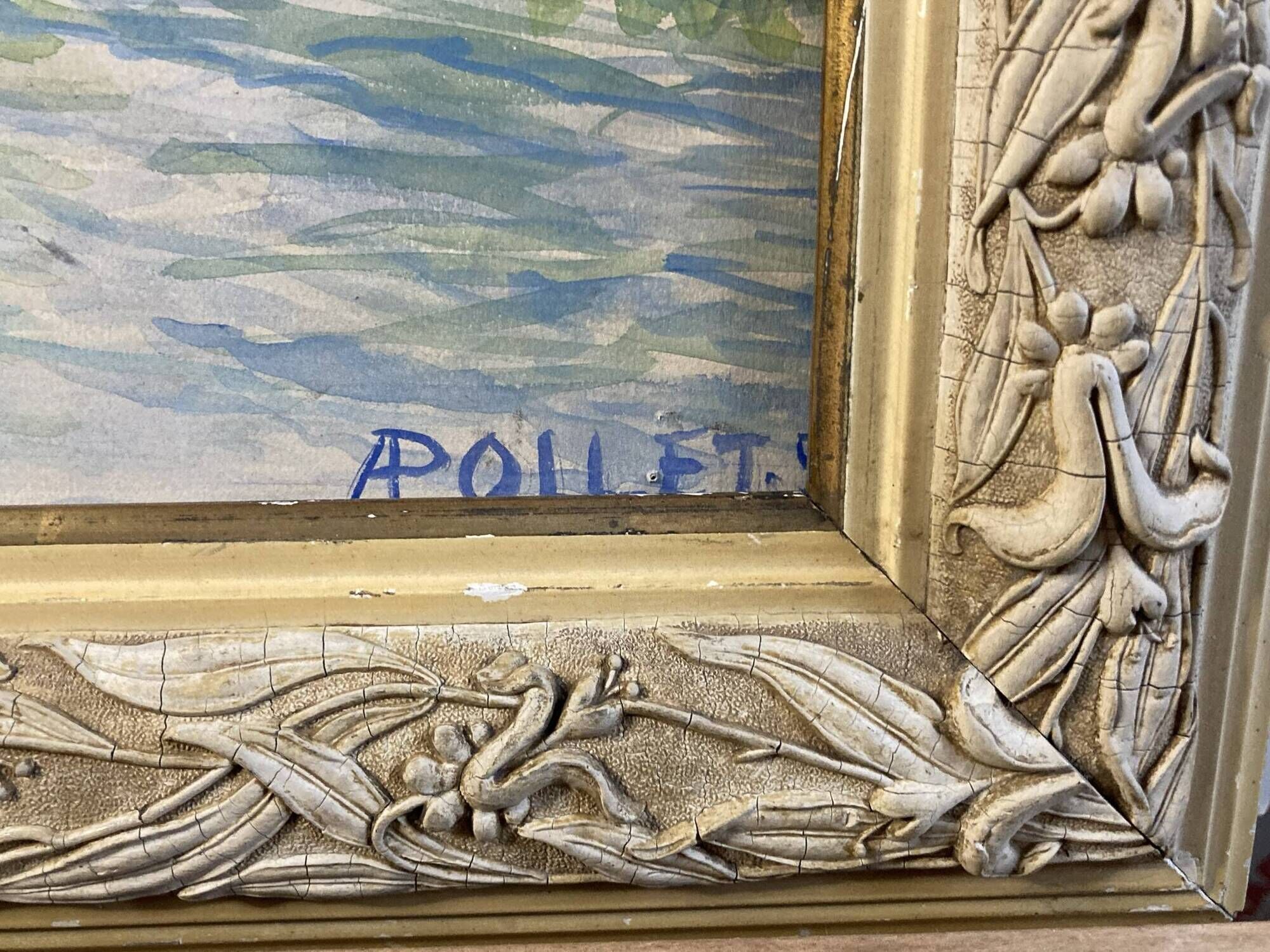 Pollet (a), watercolour "canal in spring" signed 20th century