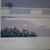 Giorgio Zuppini, Terrace by the Sea with Seagulls, Lithograph, 1970