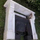 Old fireplace XIX° white marble