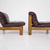 Paire de chauffeuses en cuir 1970