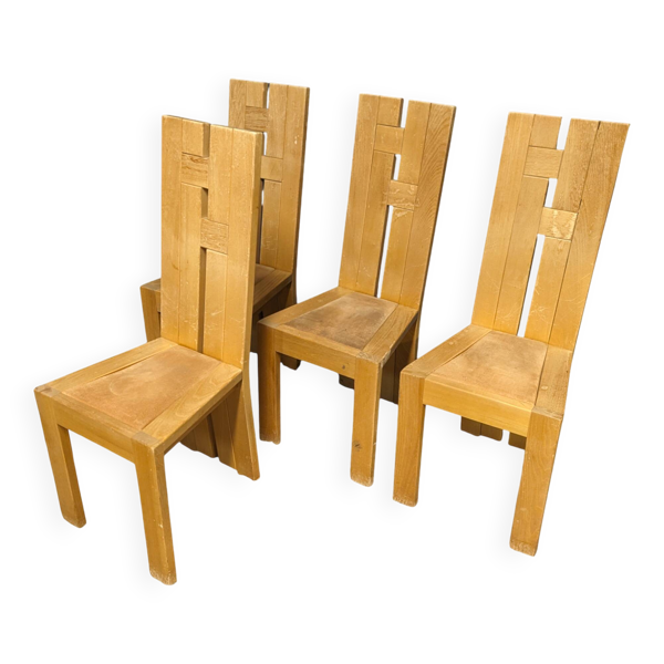 4 chaises en orme massif maison Regain