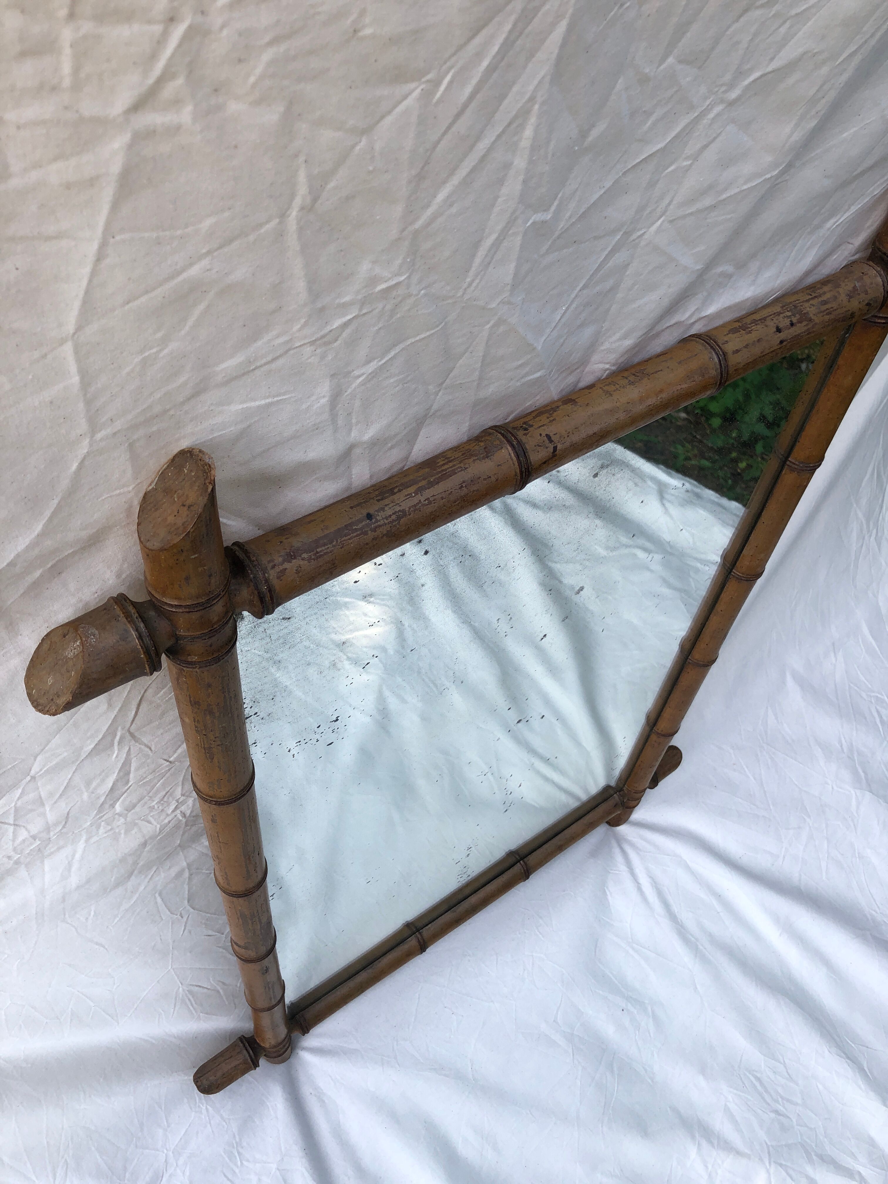 Rectangle bamboo mirror 70x50cm